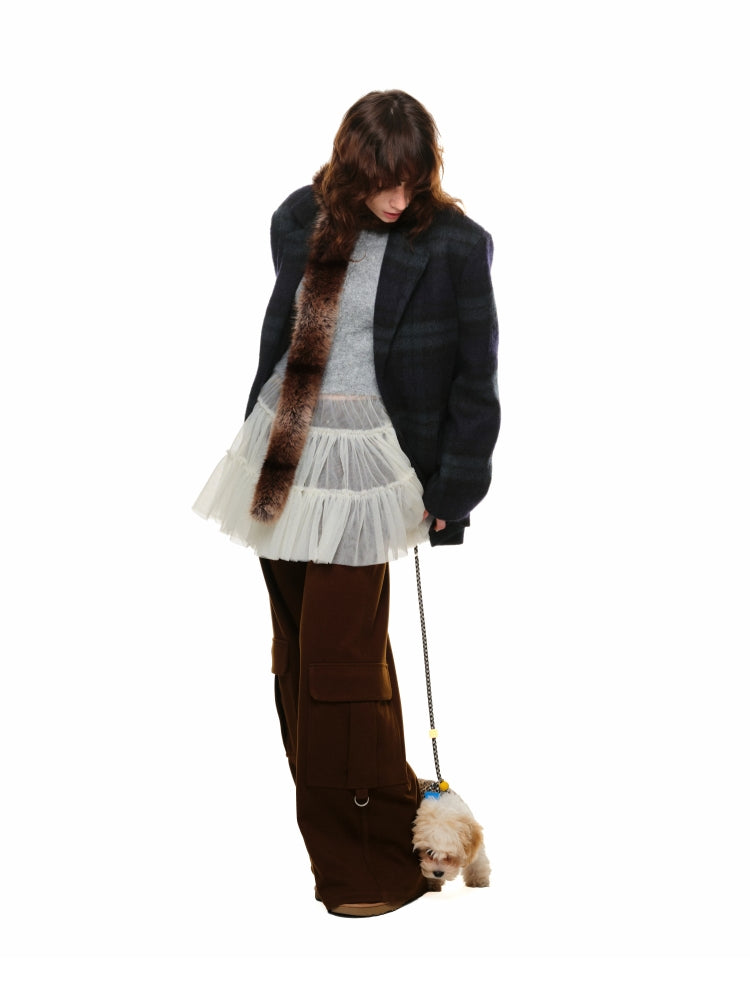 Brown Wool Wide-Leg Pants - CHINASQUAD