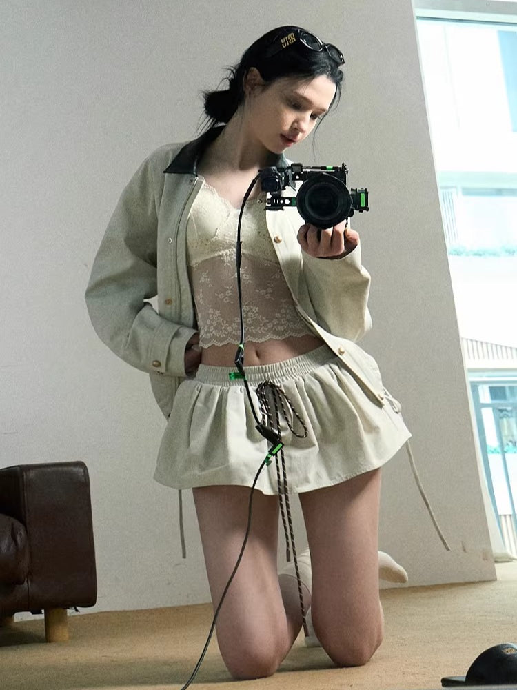 Vintage Intellectual-Style Relaxed Short Jacket