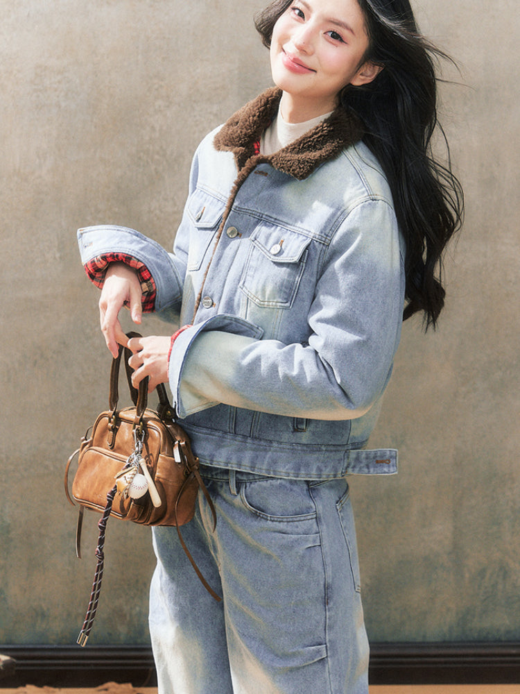 Fleece-Lined Denim Jacket Set - CHINASQUAD