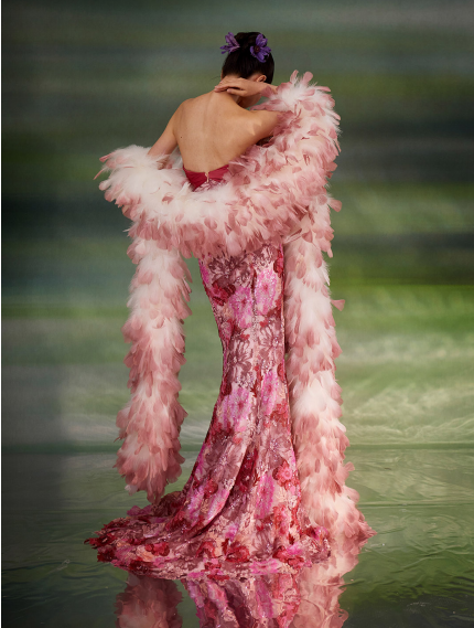 Floral Embroidered Strapless Mermaid Gown