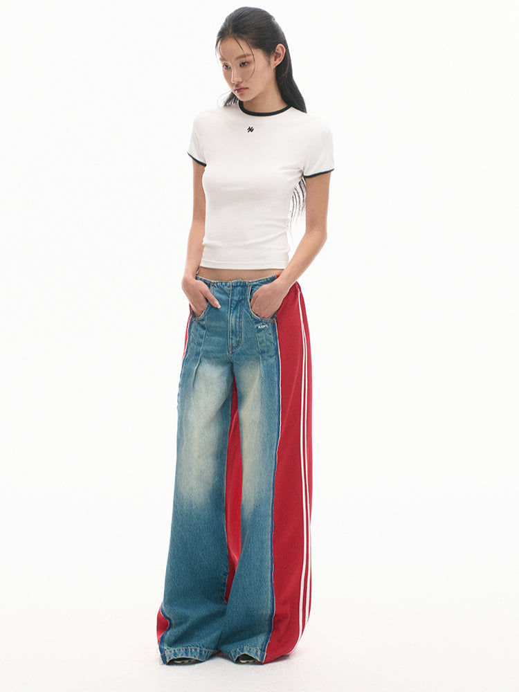 Slim-Fit Color-Block Crewneck Sports T-Shirt - CHINASQUAD