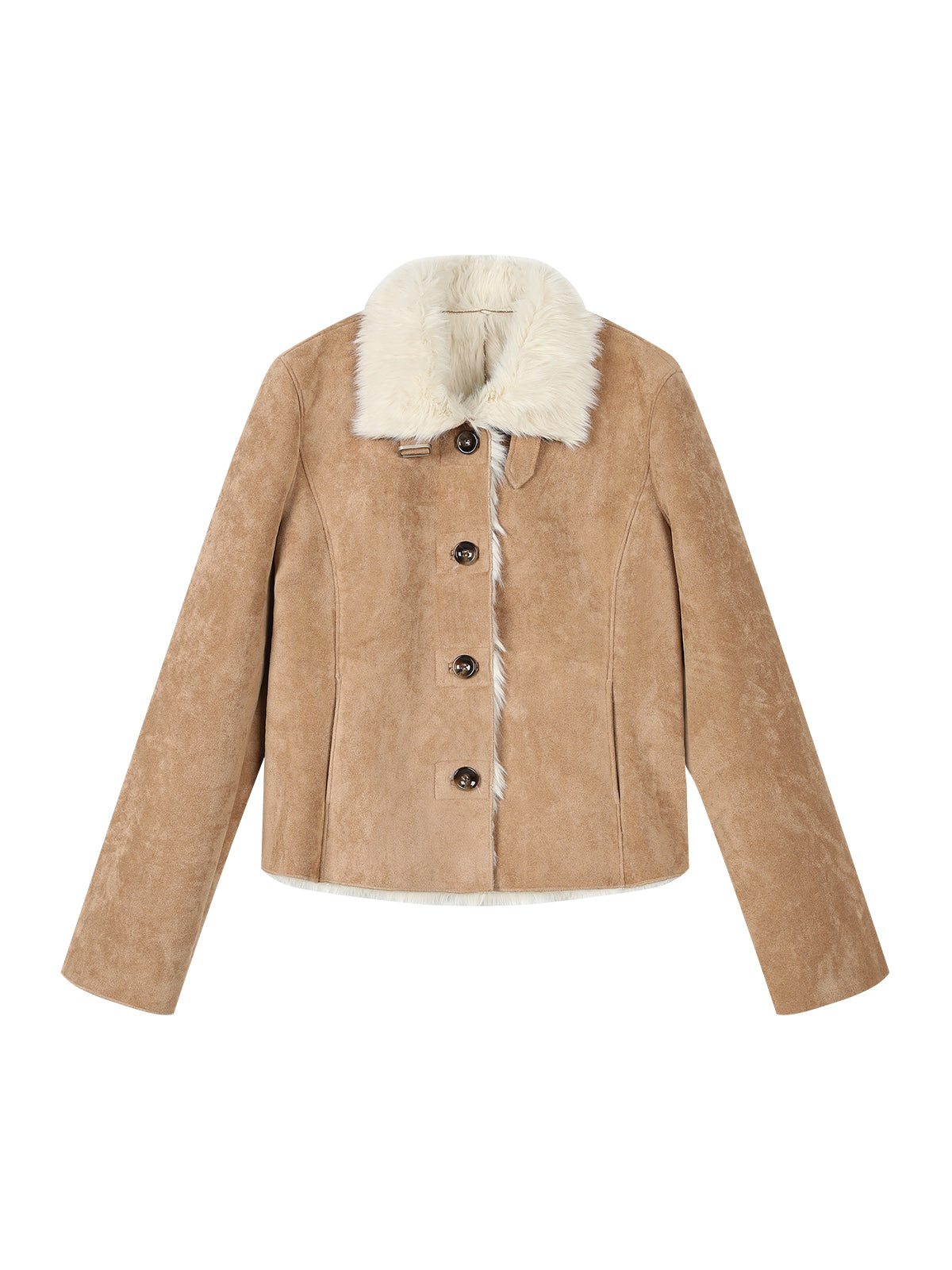 Khaki Shearling Fur-Lined Jacket - CHINASQUAD