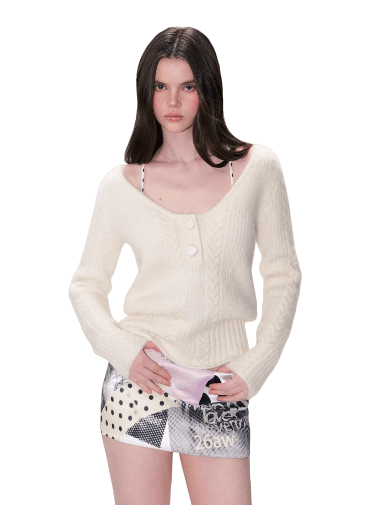 Vintage Cable-Knit V-Neck Sweater