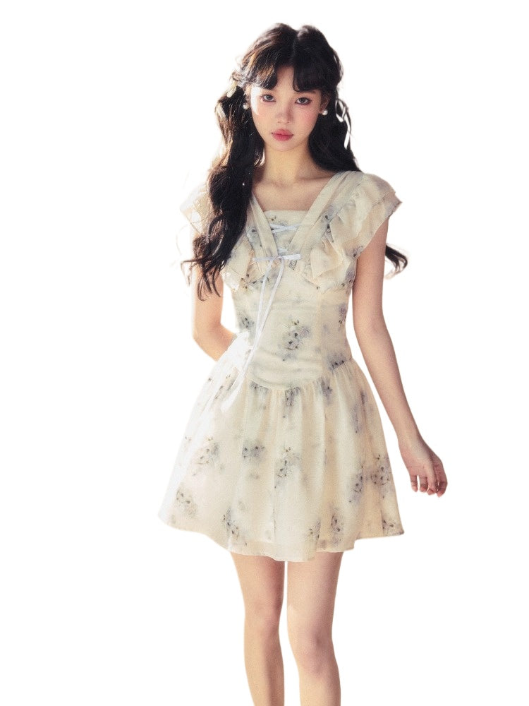 Light Purple Floral Mini Dress - CHINASQUAD