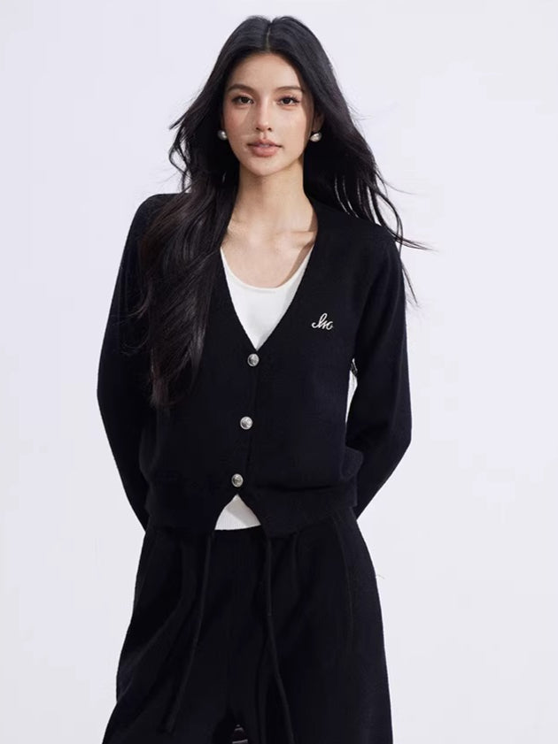 Mock-Layer Crop & Wide-Leg Knit Set