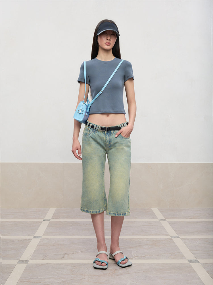 Regular-Shoulder Round Neck Short-Sleeve T-Shirt
