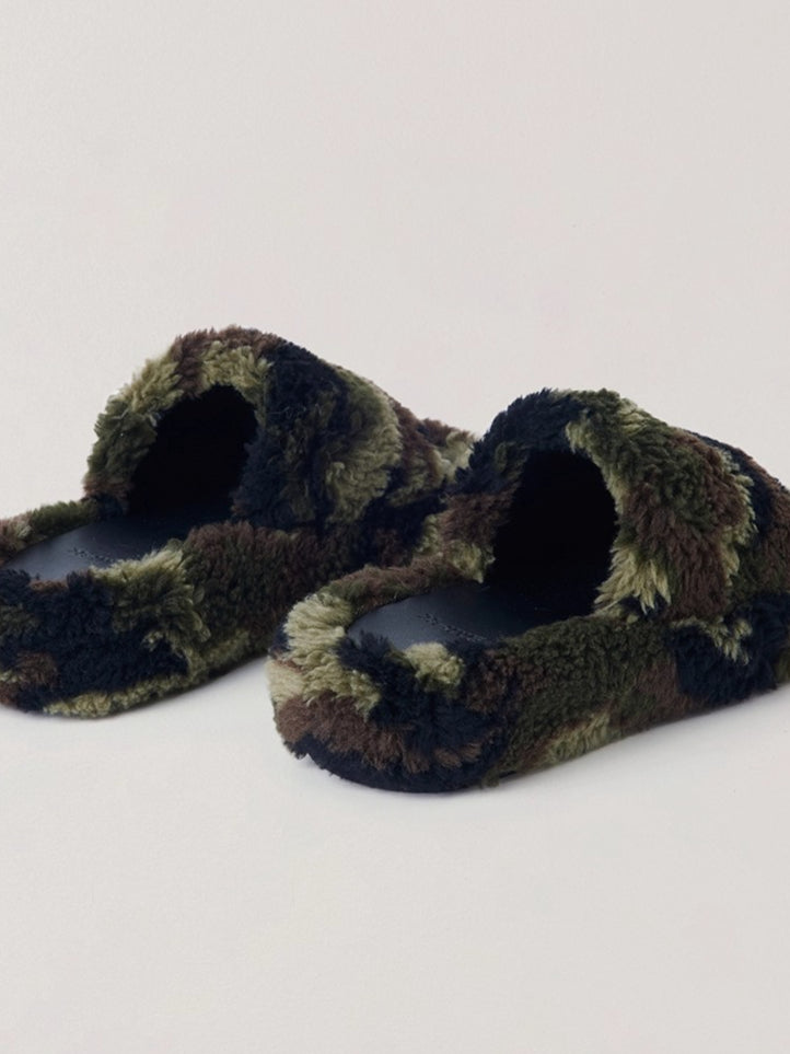 Cross Relic Shearling Heel Mules