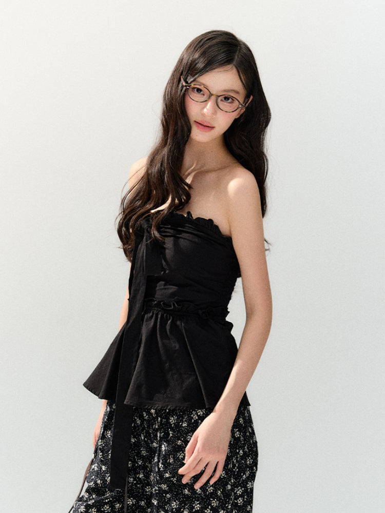 Black Waist Strapless Top - CHINASQUAD