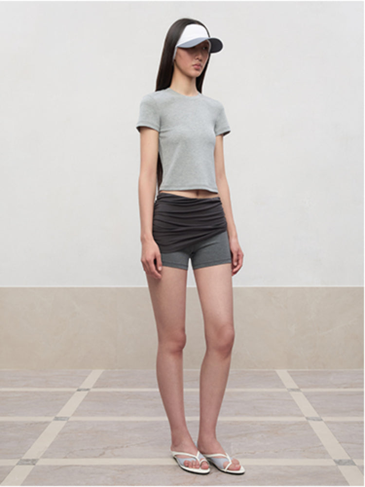 Regular-Shoulder Round Neck Short-Sleeve T-Shirt