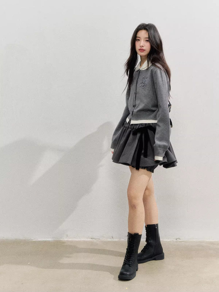 Velvet Bow Water-Repellent Puff Skirt - CHINASQUAD