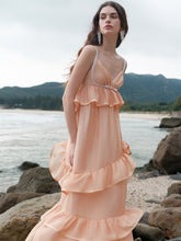 Ruffled Spaghetti Strap Backless Dress - CHINASQUAD