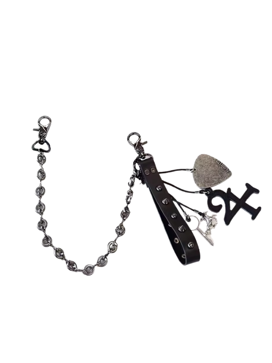 Layered Punk Multi-Charm Chain Belt