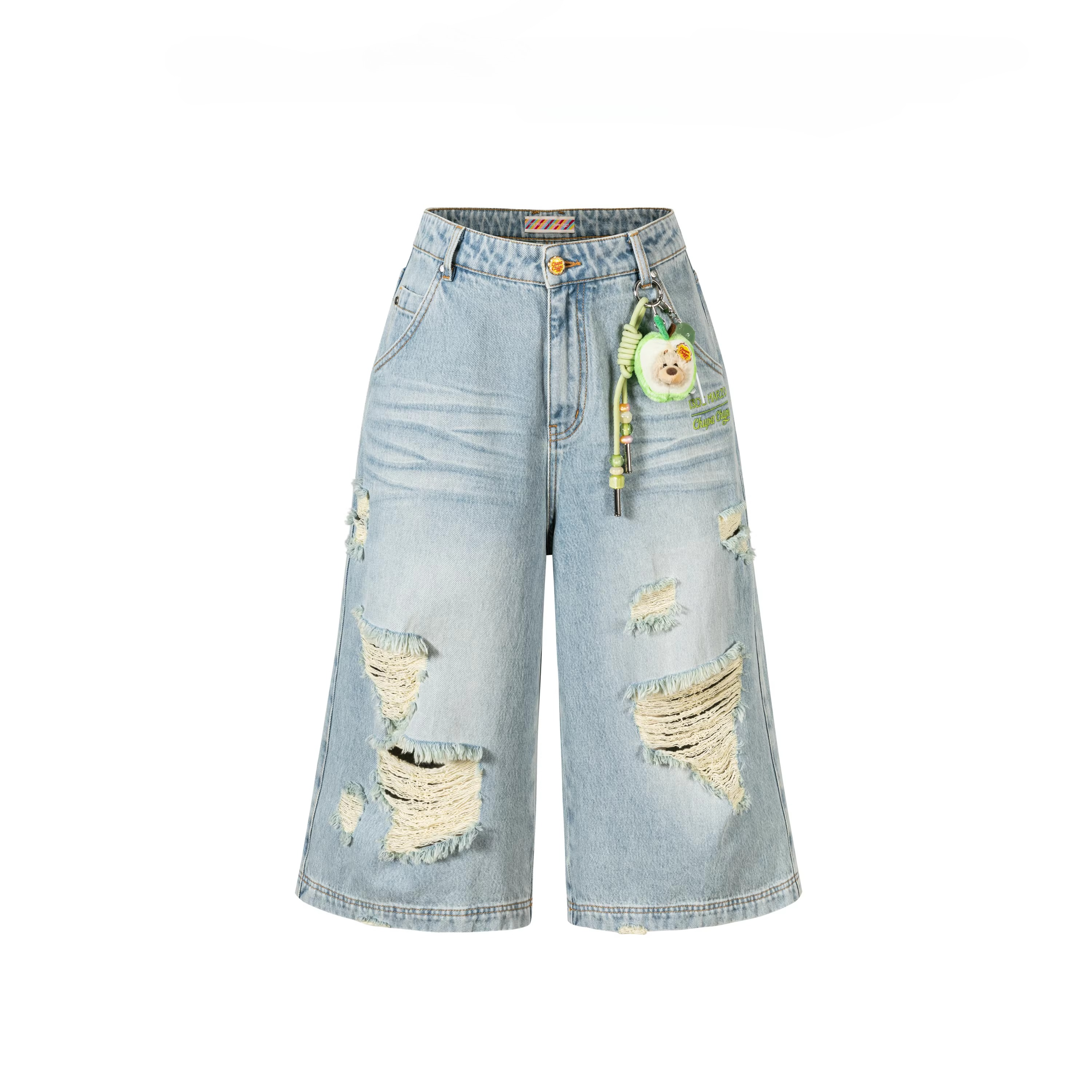 Distressed Cropped Straight-Leg Jeans