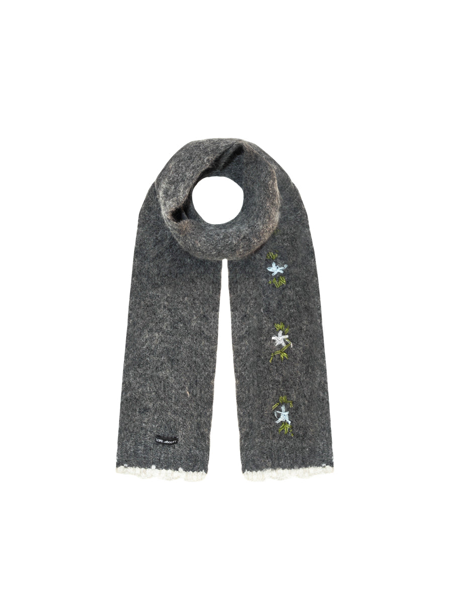 Handcrafted Floral Wool Knit Cardigan & Scarf - CHINASQUAD