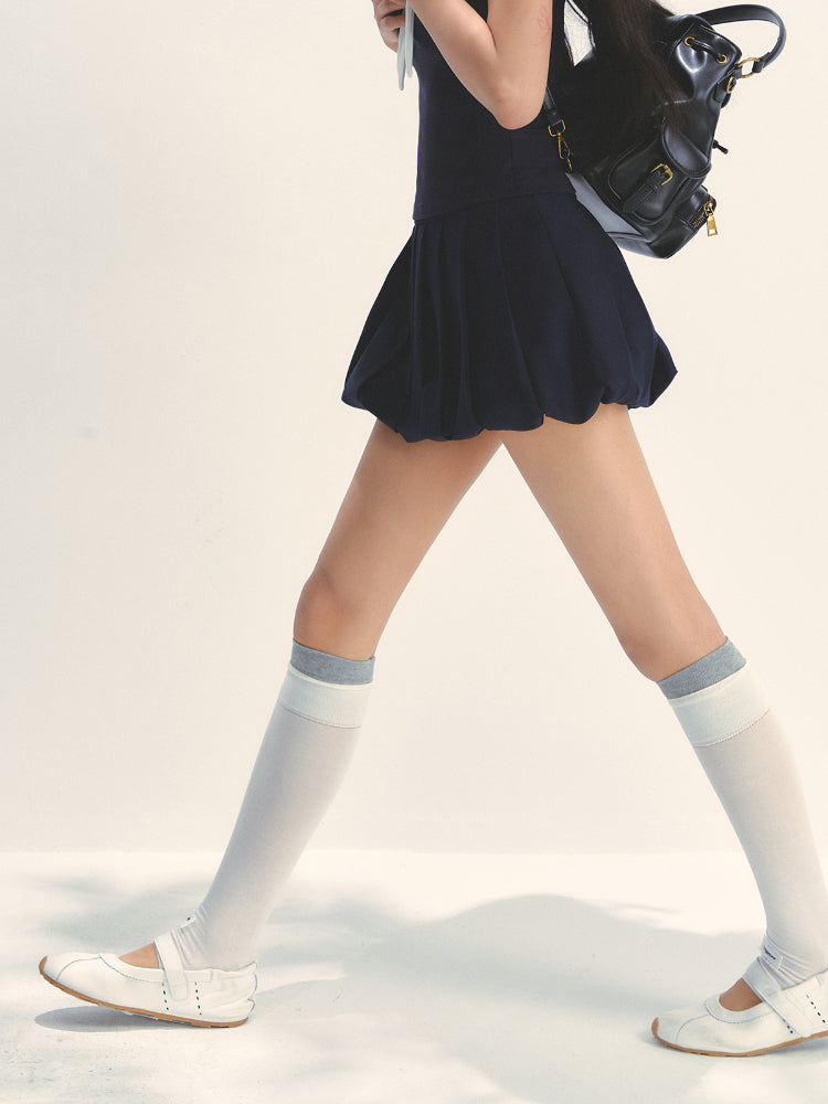 Navy Blue Academy-style Pleated Skirt - CHINASQUAD