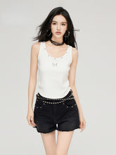 Black & Blue Frayed Denim Shorts - CHINASQUAD