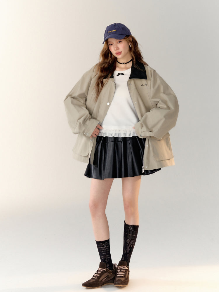 3D Bow Lace Trimmed Hem Long Sleeve T-shirt - CHINASQUAD