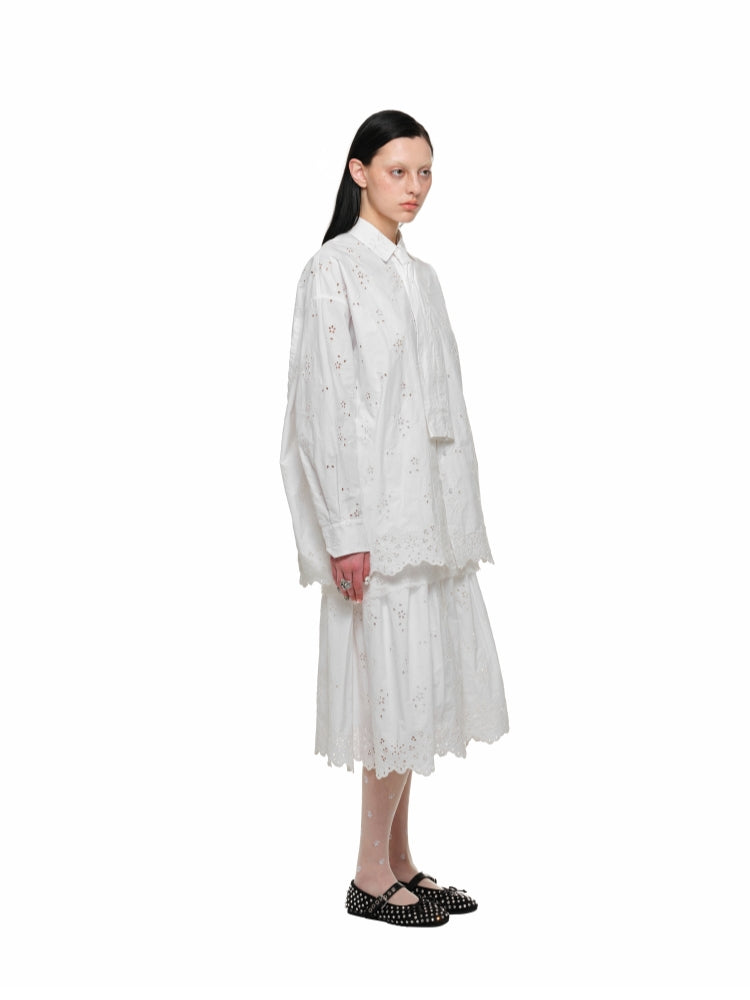 White Lace Jacquard Shirt - CHINASQUAD