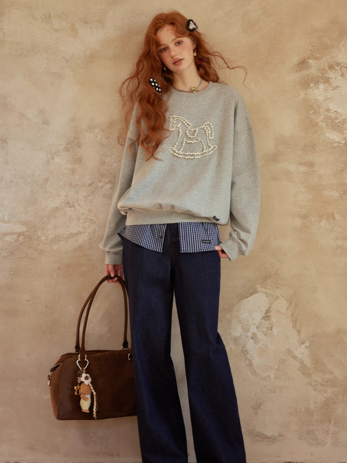 Embellished Animal Embroidery Cotton Sweatshirt - CHINASQUAD