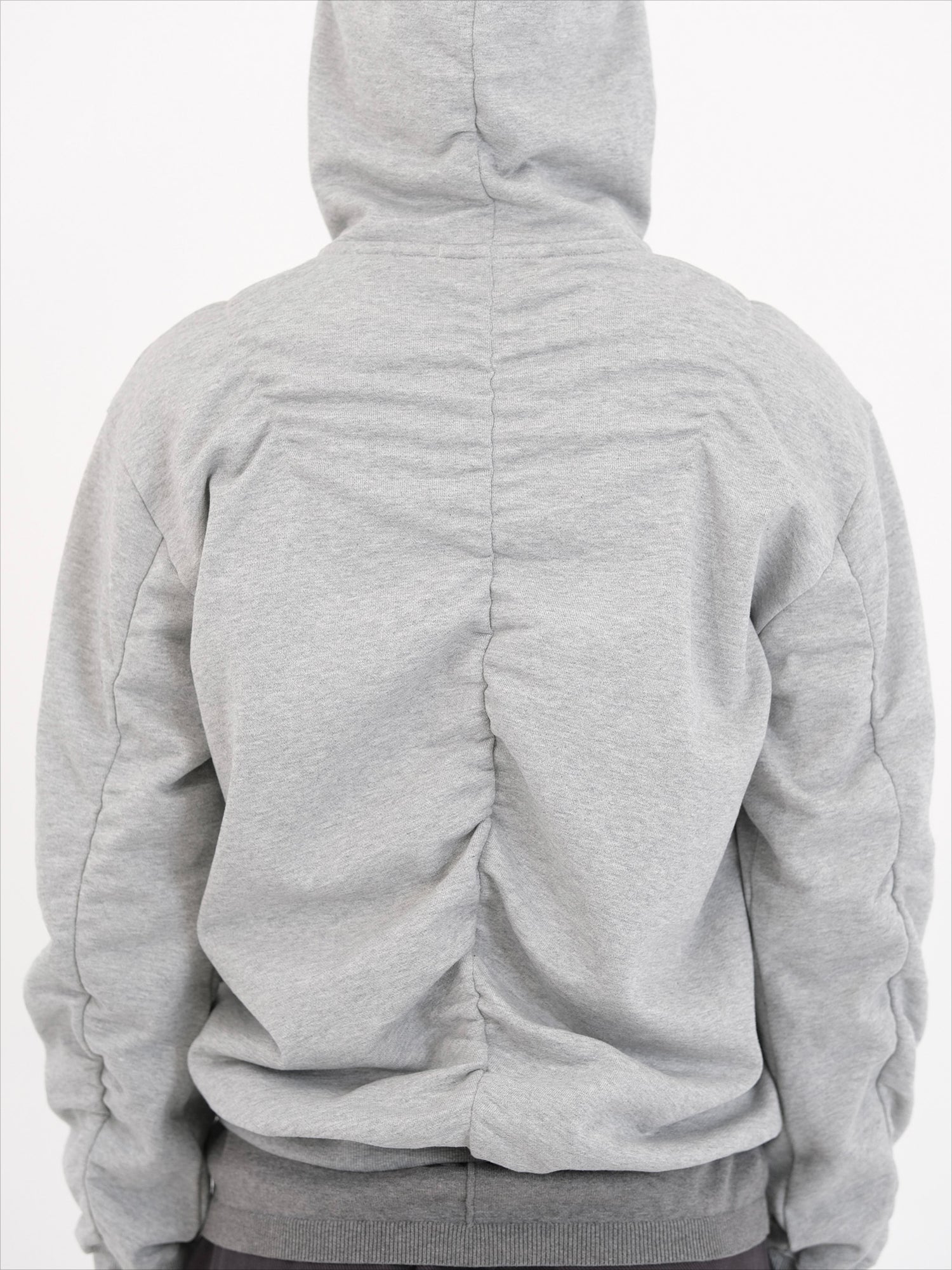 Deep brown & Gray Pleated Hooded Sweatshirt - CHINASQUAD