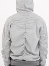 Deep brown & Gray Pleated Hooded Sweatshirt - CHINASQUAD