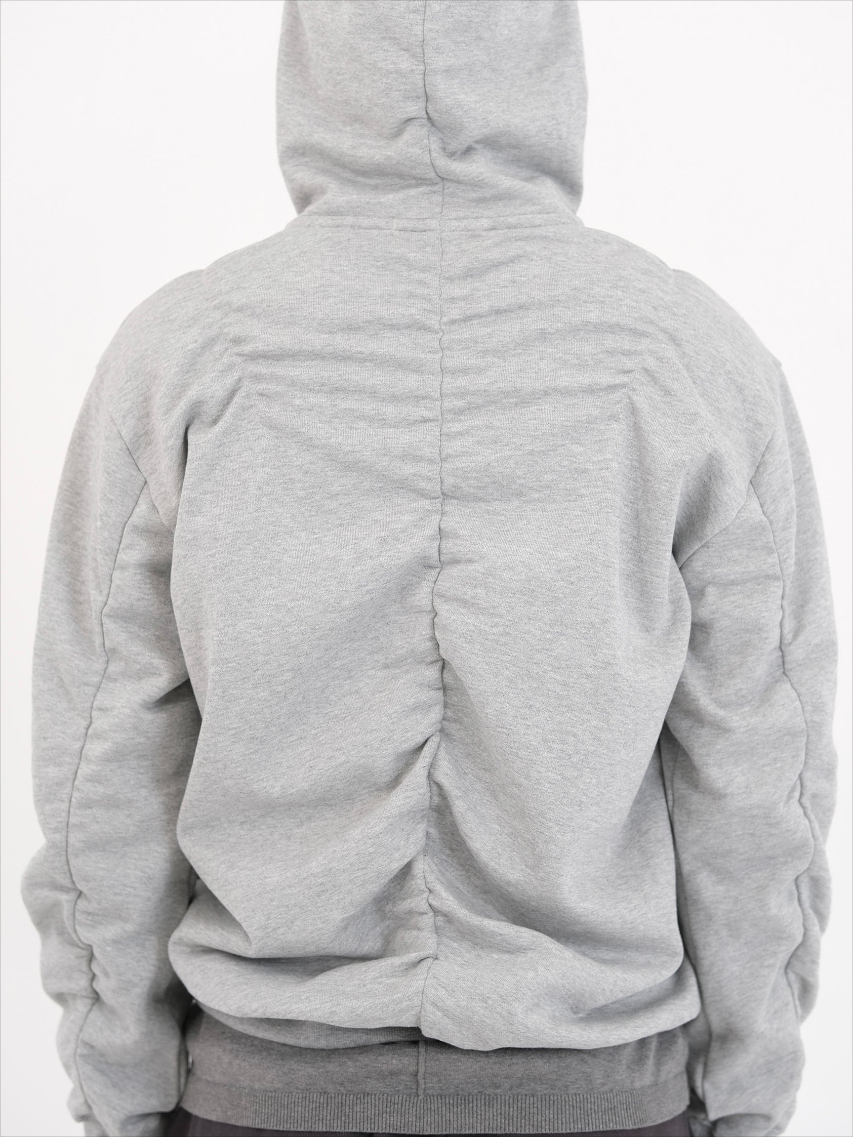 Deep brown & Gray Pleated Hooded Sweatshirt - CHINASQUAD