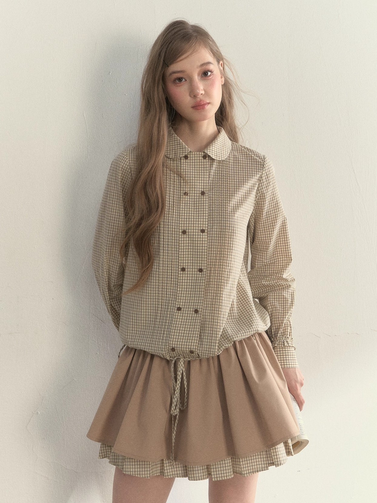 Double-Breasted Doll Collar Shirt