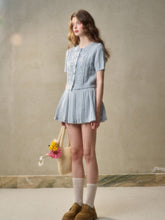 Velvet Floral Pleated Skirt - CHINASQUAD