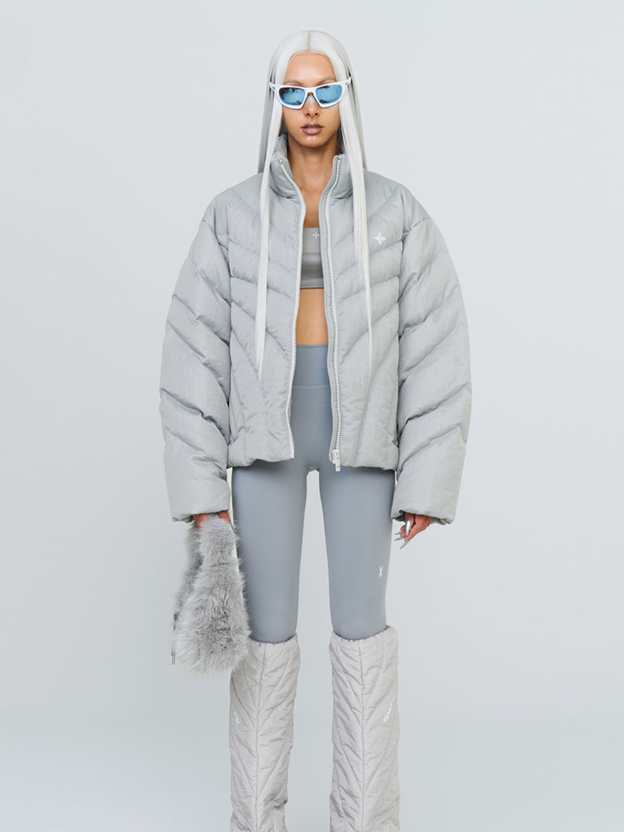 Black & Silver Hurricane Oversized Down Jacket - CHINASQUAD