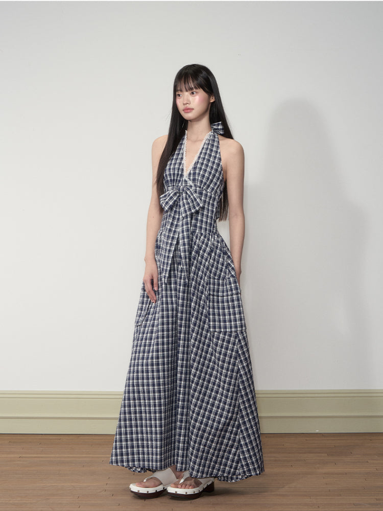 Halter Bowknot Lace Dress