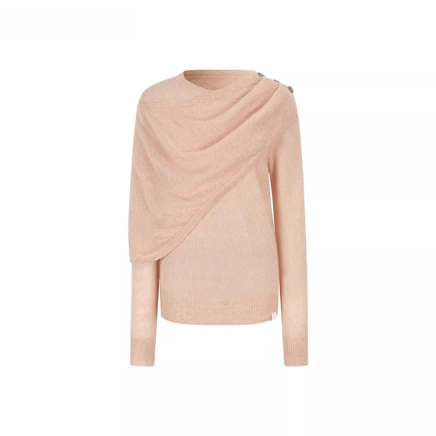 Shawl-Collar Relaxed Wool Knit Sweater