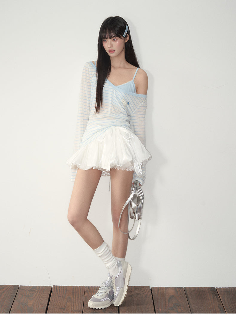 Bow Satin Bubble Mini Skirt - CHINASQUAD