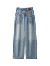 (Final Sale) Washed Denim Wide-Leg Pants - CHINASQUAD