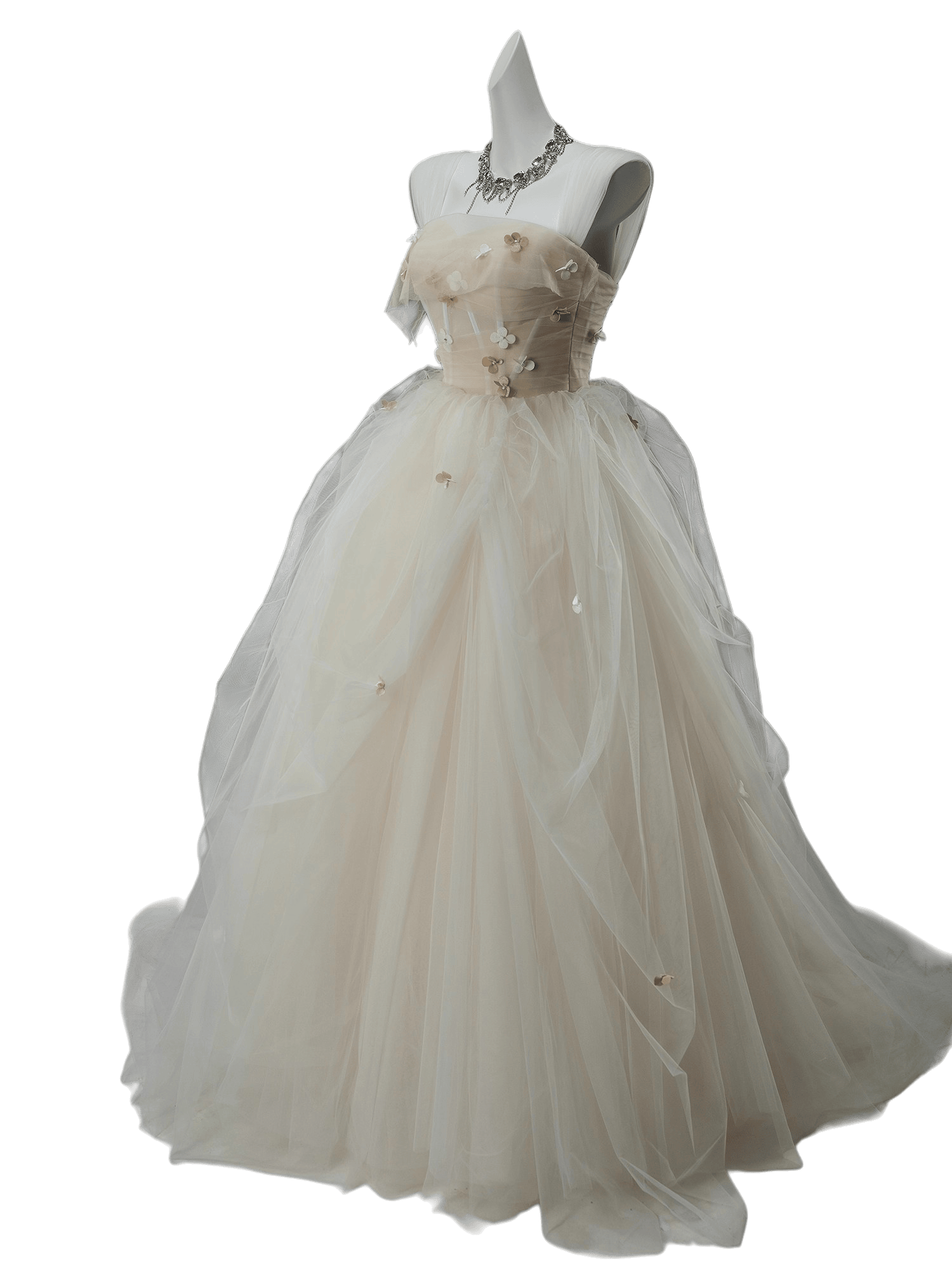 Frosted Bloom Tulle Floral Ball Gown