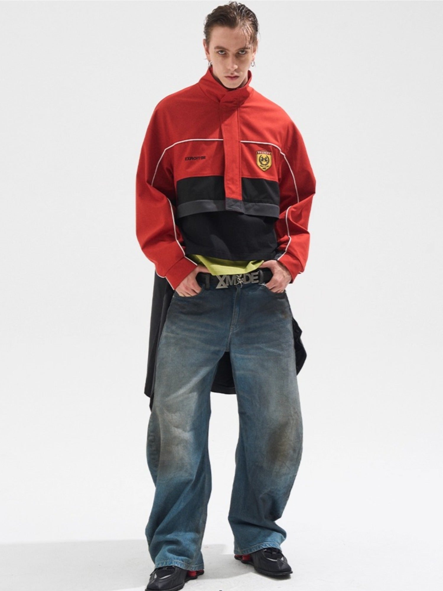 Two-Piece Detachable Long Contrast Jacket - CHINASQUAD