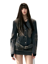 Wide Waist Belt Denim Blazer - CHINASQUAD