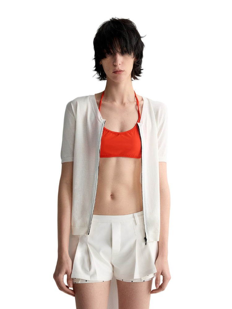 Invisible Zipper V-neck Cardigan T-shirt - CHINASQUAD