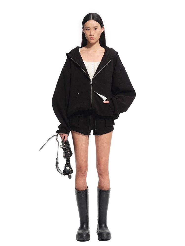Cotton-feel Silhouette Zip-up Hoodie - CHINASQUAD