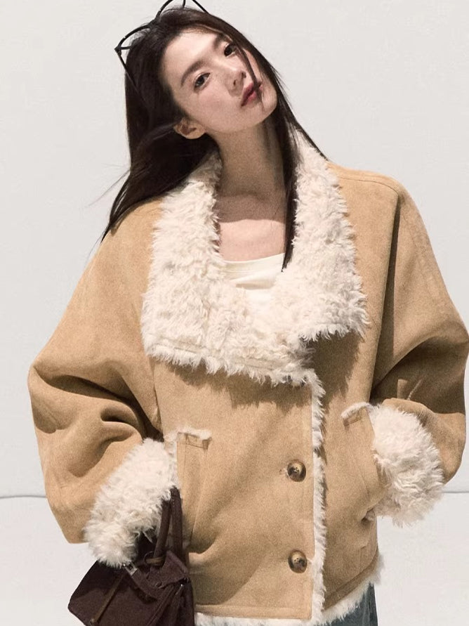 Faux Shearling Suede Jacket & Vest