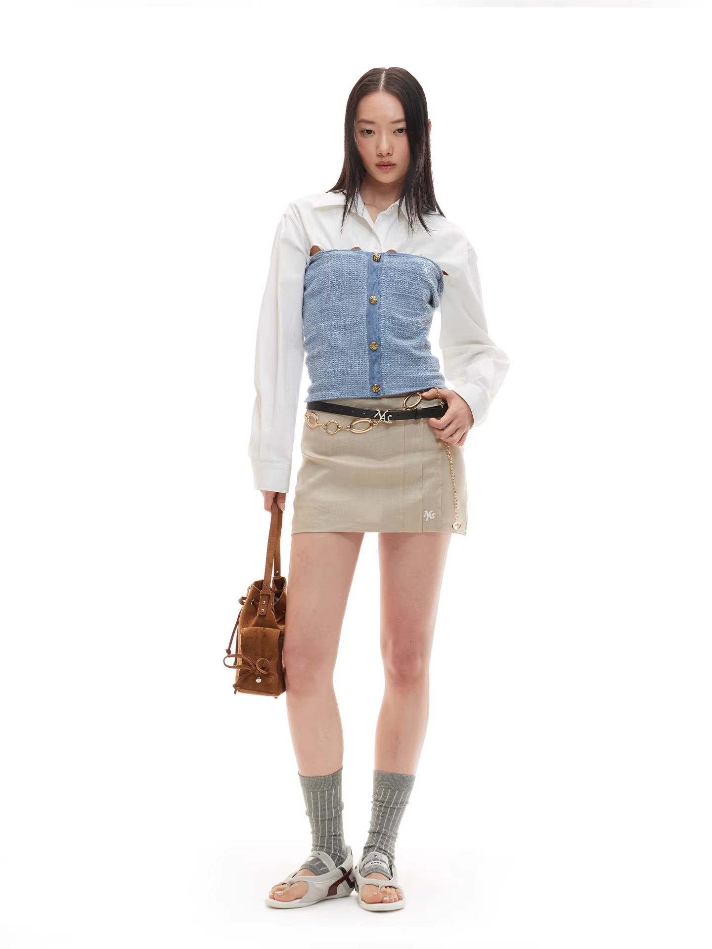 Lyocell Linen H-Line Mini Skirt