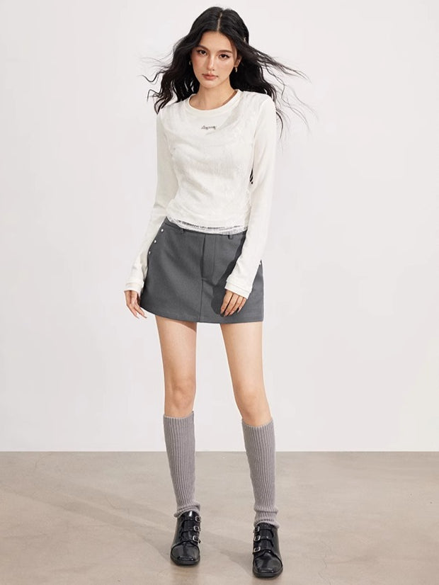 Lace Panel Layered Blouse - CHINASQUAD