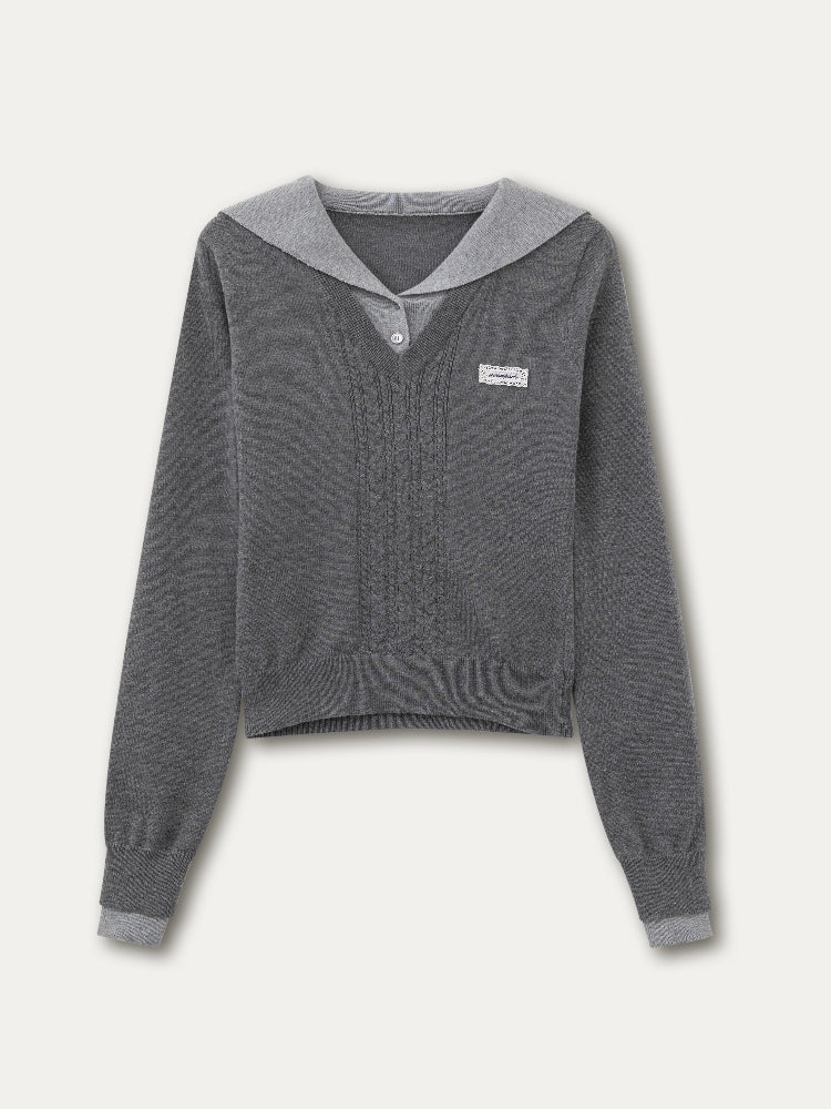 Naval Collar Preppy Girl Knit Crewneck