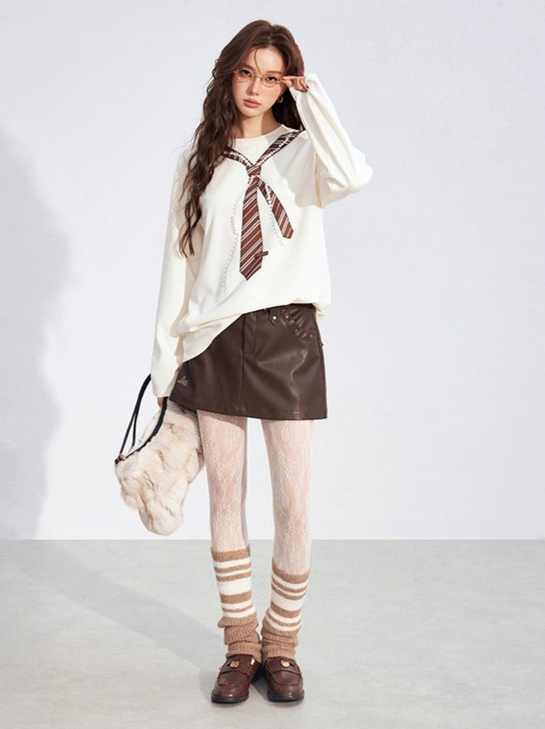 Studded A-Line Faux Leather Mini Skirt - CHINASQUAD