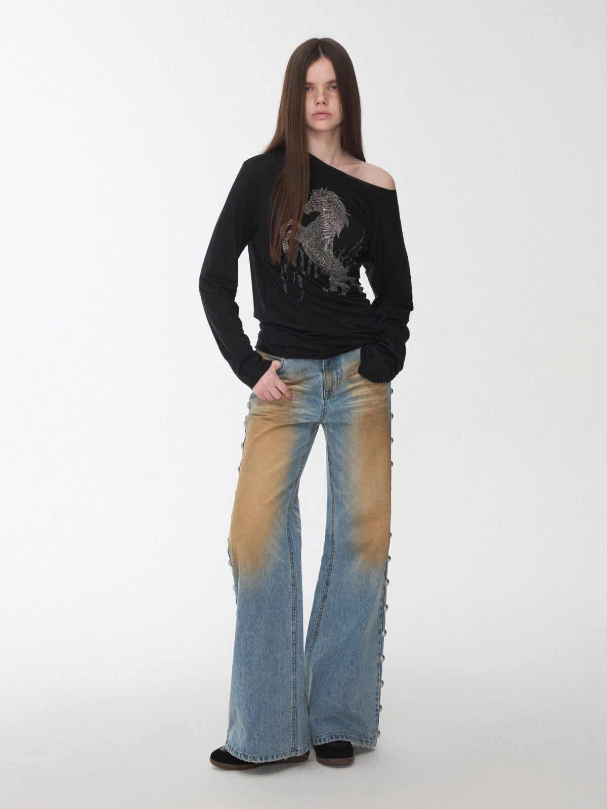 Riveted Vintage Washed Straight-Leg Jeans - CHINASQUAD