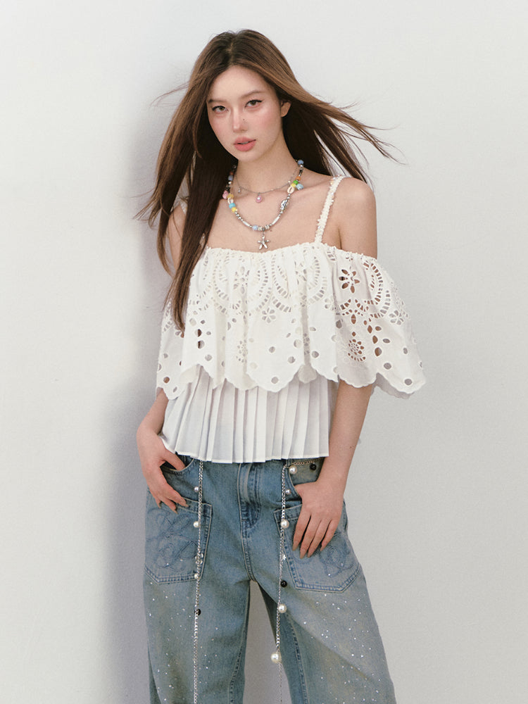 3D Hollow Embroidered Sleeveless T-shirt - CHINASQUAD