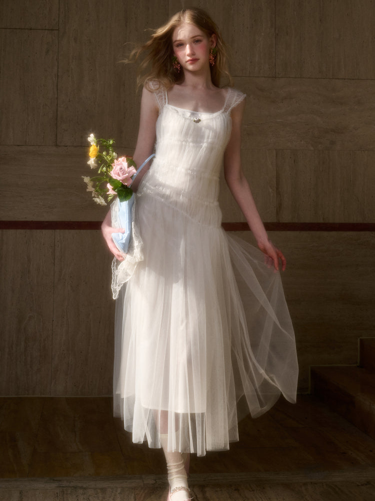 100% Soft Fluffy Tulle Long Dress - CHINASQUAD