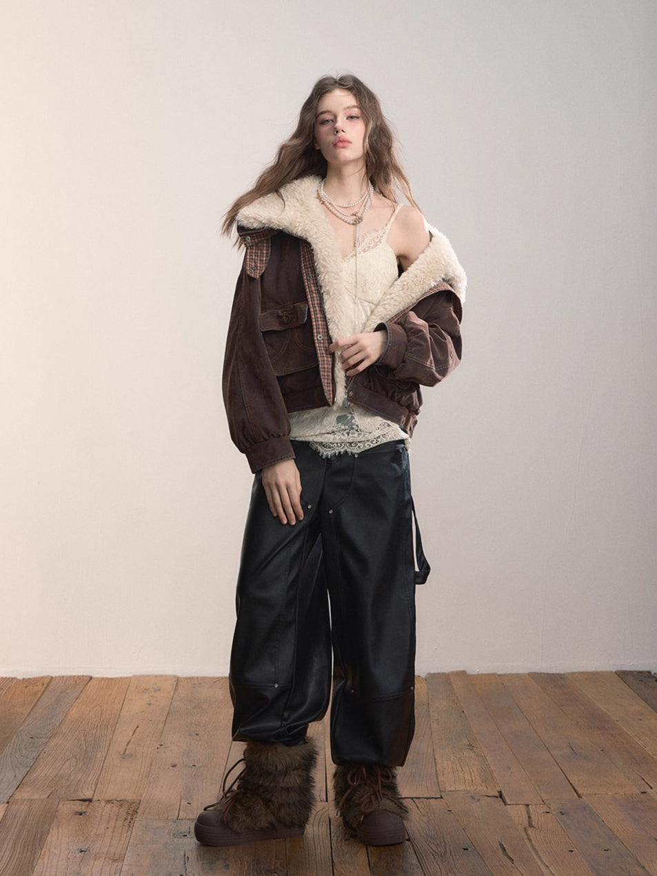 Velvet Fusion Oversized Faux Fur Down Jacket