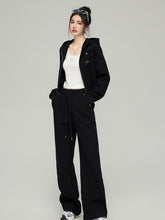 Black & White Zipper Casual Hoodie Set - CHINASQUAD