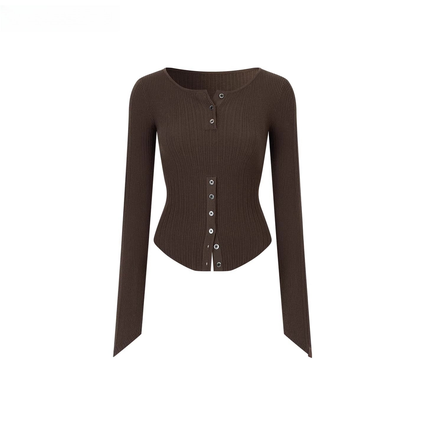 Ribbed Silk-Blend Buttoned Knit T-Shirt