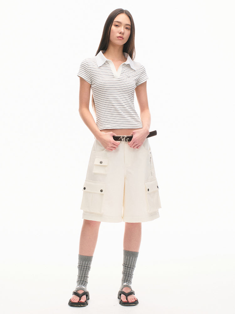 Loose-Fit Multi-Pocket White Casual Pants - CHINASQUAD